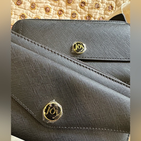 Joy Saffiano BlackLeather Crossbody Bag Set NEW - Picture 4 of 7